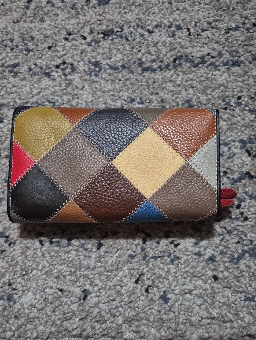 Multi-Color Patchwork Pleather Wallet Clutch - Picture 10 of 10